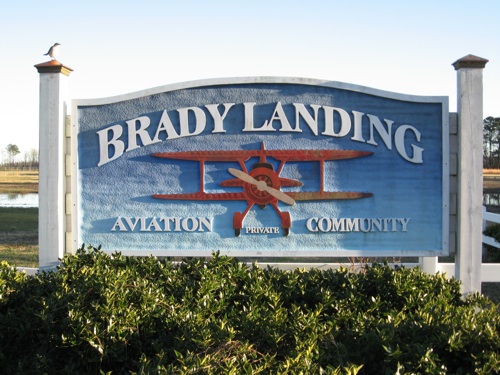 Brady Landing Aviation Community signage